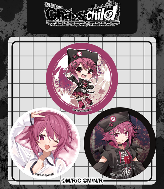 【CHAOS;CHILD】尾上世莉架_ラメ缶バッジ_3個セット